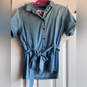 Madewell denim front tie shirt